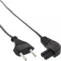 Kabel zasilający InLine, wtyk Euro / wtyk Euro8 kątowy, czarny, 2m