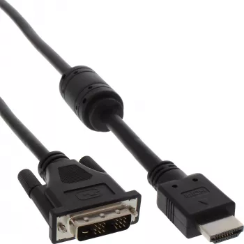 Kabel InLine HDMI-DVI 19-pin męski / 18+1 męski + filtr ferrytowy czarny 3 m