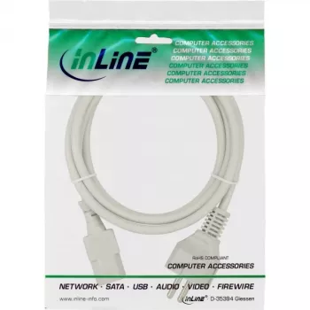 Kabel zasilający InLine, CEE 7/7 prosty / 3-pin IEC C13 męski, szary, 1,5 m