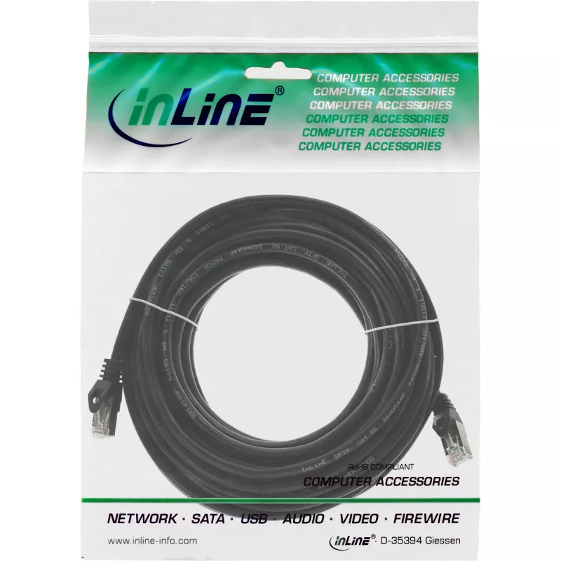 InLine Patch kabel SF/UTP Cat.5e czarny 7,5m
