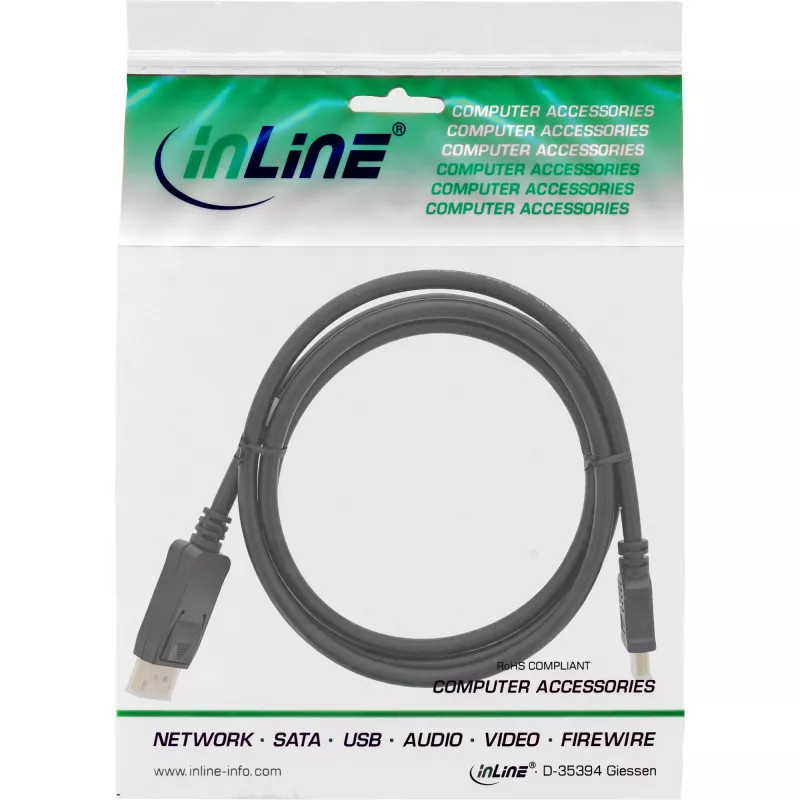 Kabel konwertera InLine DisplayPort na HDMI czarny 10m