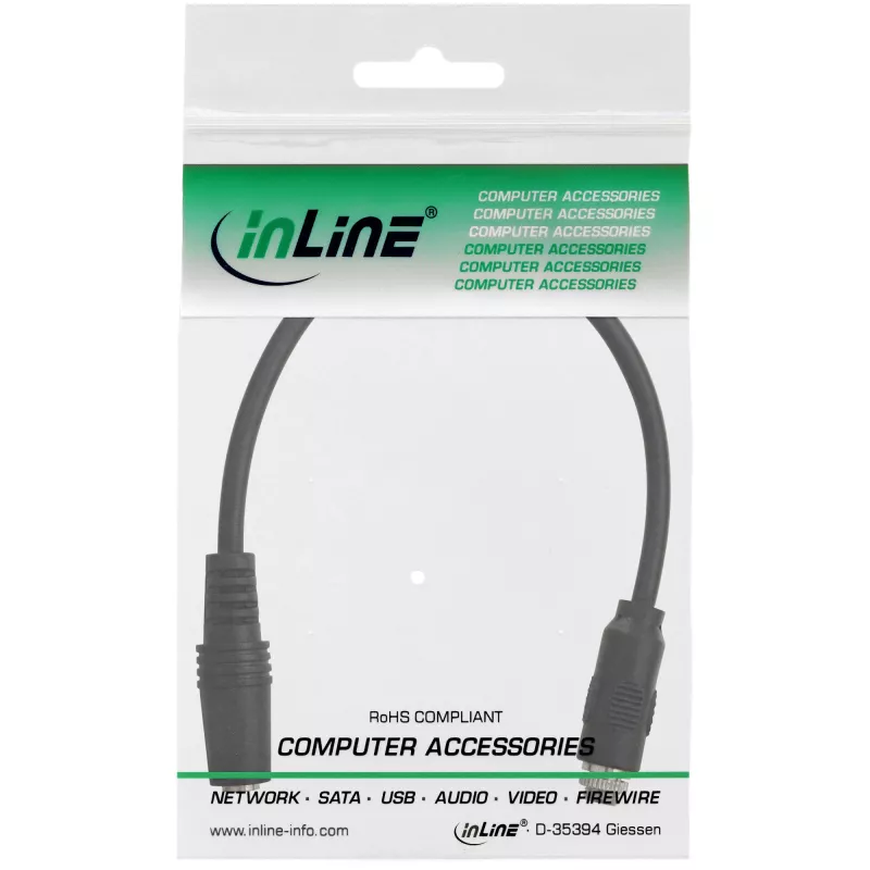 adapter kablowy audio InLine, 3.5 mm stereo złącze żeńskie na żeńskie, z pojedynczym oplotem, 0,2 m