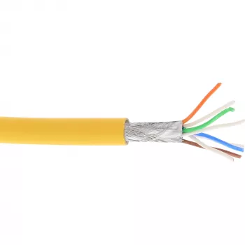 Kabel krosowy InLine S/FTP PiMF kat. 6A bezhalogenowy 500MHz żółty 100m