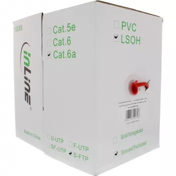 InLine Patch kabel S/FTP PiMF Cat.6A halogen free 500MHz czerwony 100m