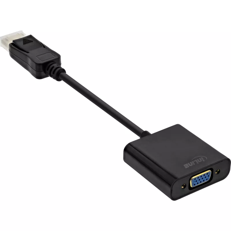 adapter kablowya DisplayPort InLine Basic, wtyk DP / gniazdo VGA, czarny, 0,15 m