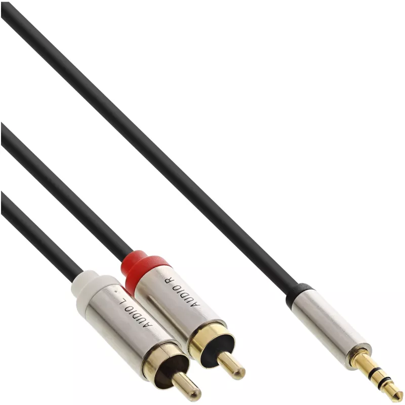 Kabel audio 3,5 mm męski do 2x RCA męski InLine Basic cienki S-99241