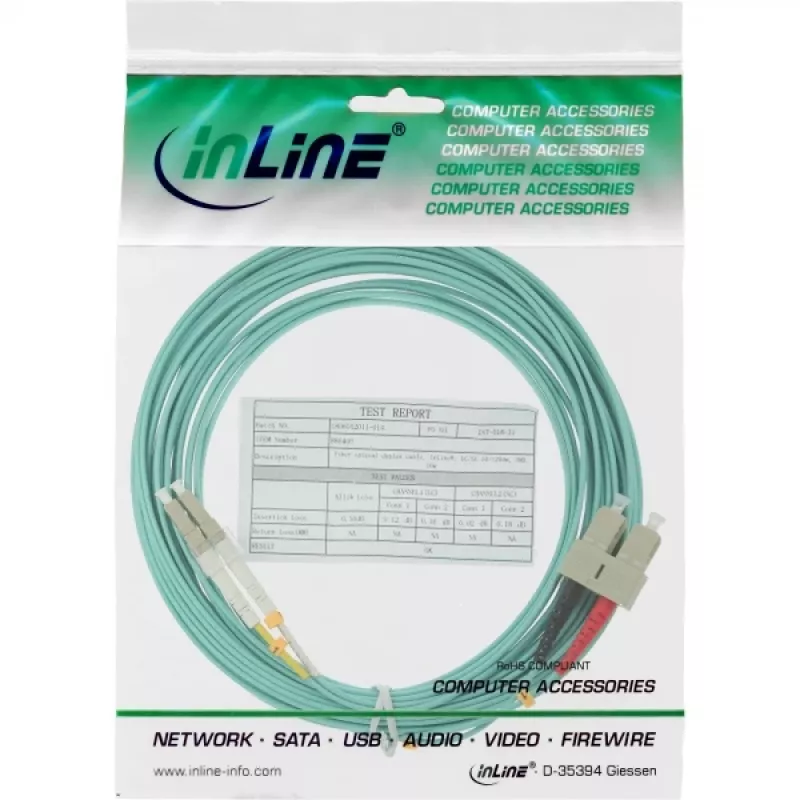 Kabel światłowodowy duplex LC/SC InLine 88641O 50/125µm OM3 1m