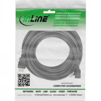InLine High Speed HDMI kabel with Ethernet, kątowy, 10m