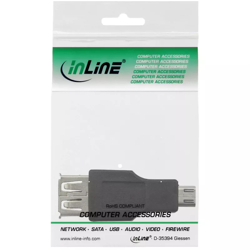 Adapter Micro USB InLine Micro-B męski USB A żeński 31604