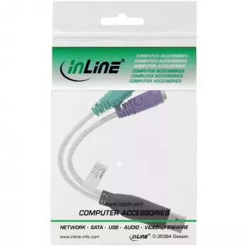 Konwerter InLine USB na PS/2 — wtyk USB Typu A męski / 2x gniazdo PS/2 żeńskie