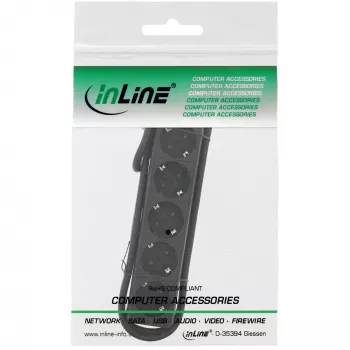 InLine listwa zasilająca, 5-gniazdkowa z uziemieniem CEE 7/3, czarna, 1,5 m
