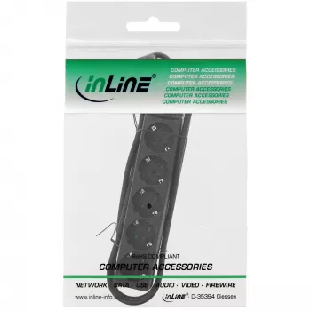 Listwa zasilająca InLine, 5-gniazdowa z uziemieniem CEE 7/3, czarna, 1,5 m