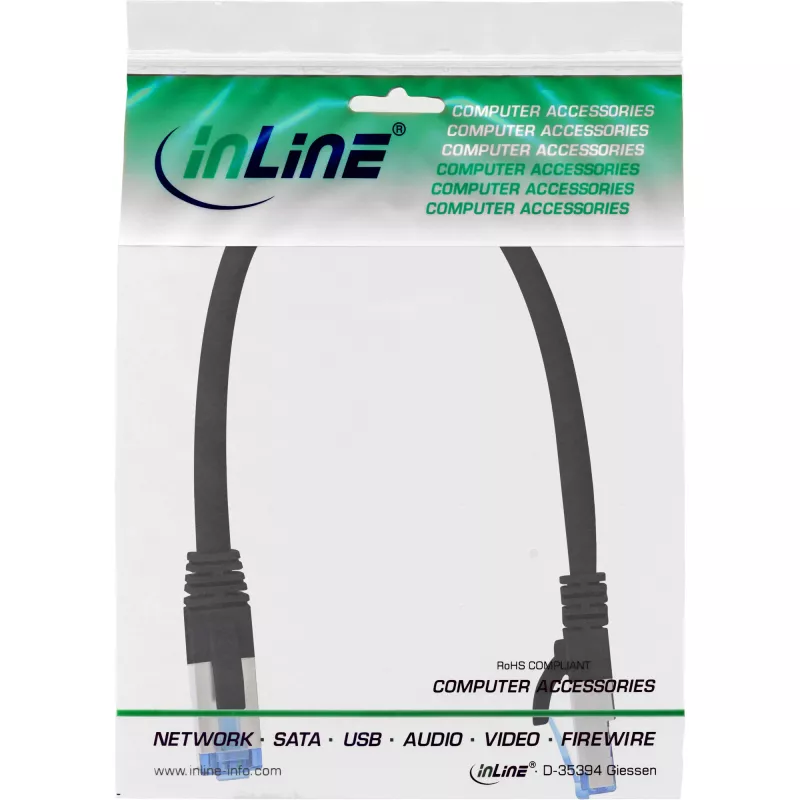 Kabel krosowy InLine S/FTP PiMF Cat.6A bezhalogenowy 500 MHz czarny 0,3 m