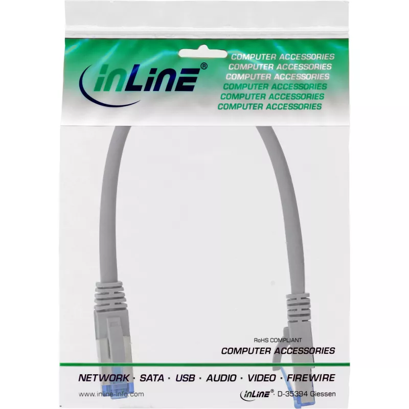InLine Patch kabel S/FTP PiMF Cat.6A halogen free 500MHz szary 0.3m