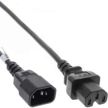 Przedłużacz zasilający InLine, złącze do zastosowań wysokotemperaturowych IEC-C15/IEC-C14, prosty, 2 m