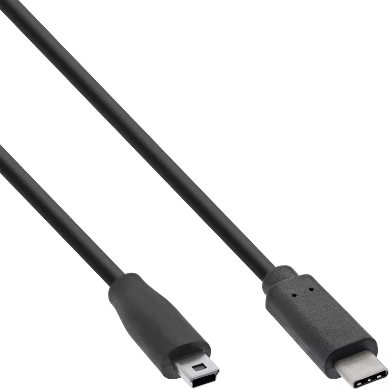 InLine USB 2.0 kabel, USB-C male / mini-B male (5pin), Czarny, 1m