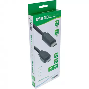 Kabel InLine USB 2.0, męski USB-C / męski Micro-B, czarny, 2 m