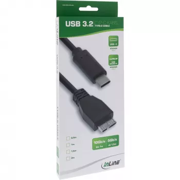 Kabel USB 3.2 Gen.1x2 InLine 35726 0.5m USB-C męski Micro-B męski czarny