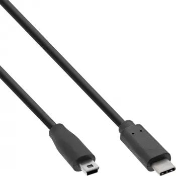InLine USB 2.0 kabel, USB-C male / mini-B male (5pin), czarny, 5m