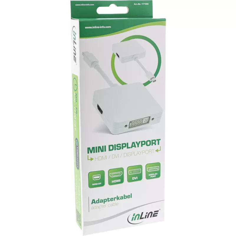 Kabel przejściówki InLine Mini DisplayPort na HDMI DVI DisplayPort 17195I