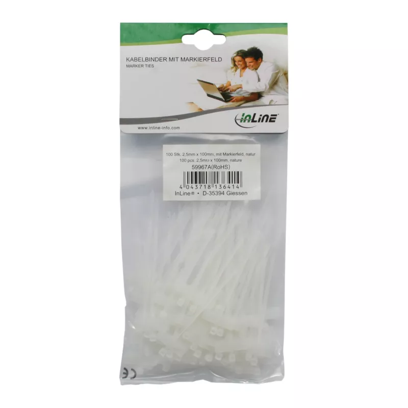 Opaska kablowa InLine 100x2,5mm z polem do znakowania 8x24mm 100 szt.