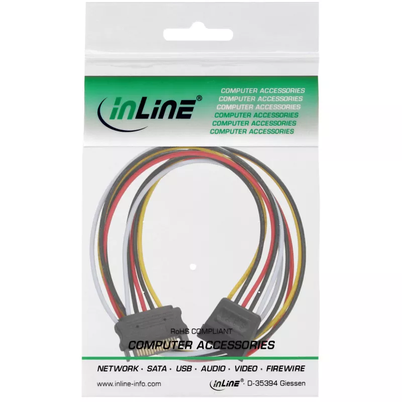 SATA Power Supply Extension kabel male/female 1m InLine 29651C