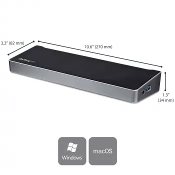 StarTech.com Stacja dokująca 4K USB-C, potrójna stacja dokująca do monitorów UHD 4K, Mac i Windows, USB-C na HDMI i DisplayPort, zasilanie 60 W, hub USB 5 Gb/s 5x – TAA