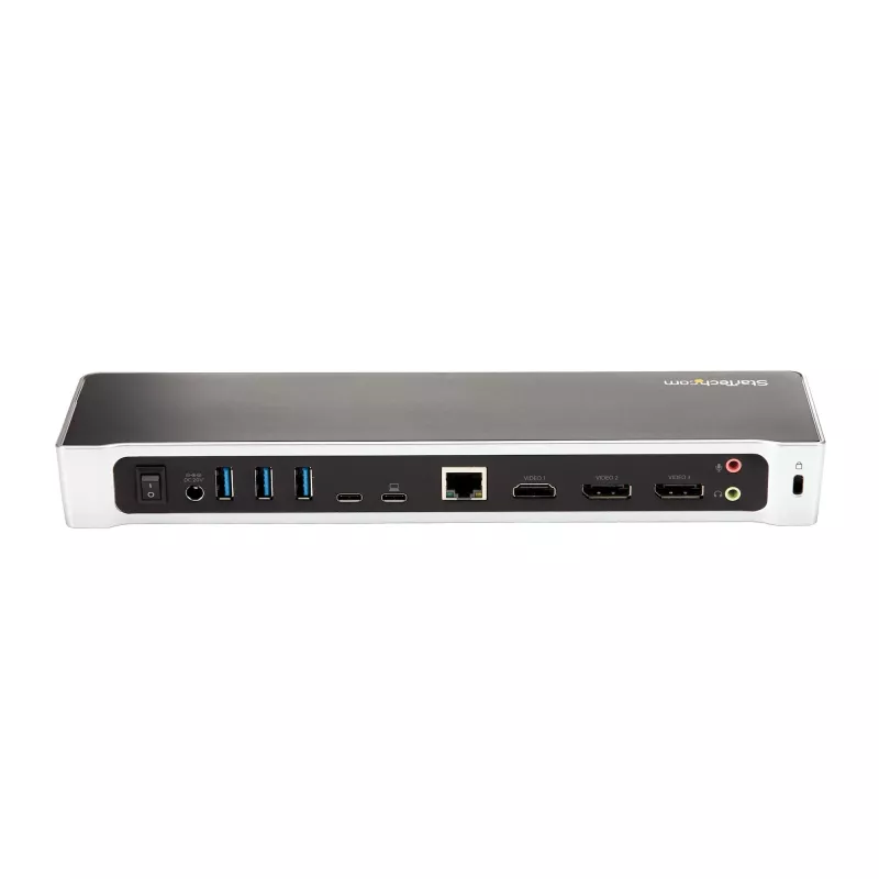 StarTech.com Stacja dokująca 4K USB-C, potrójna stacja dokująca do monitorów UHD 4K, Mac i Windows, USB-C na HDMI i DisplayPort, zasilanie 60 W, hub USB 5 Gb/s 5x – TAA