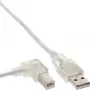 Kabel USB 2.0 InLine z wtykiem A lewokątnym / B męski przezroczysty 2m