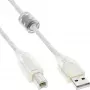 Kabel InLine USB 2.0 Typ A męski / B męski przezroczysty, rdzeń ferrytowy, 2m