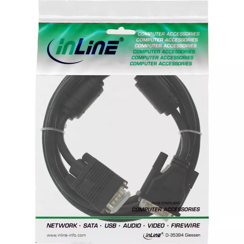Kabel InLine DVI-A 12+5 męski / 15Pin HD męski VGA 3m