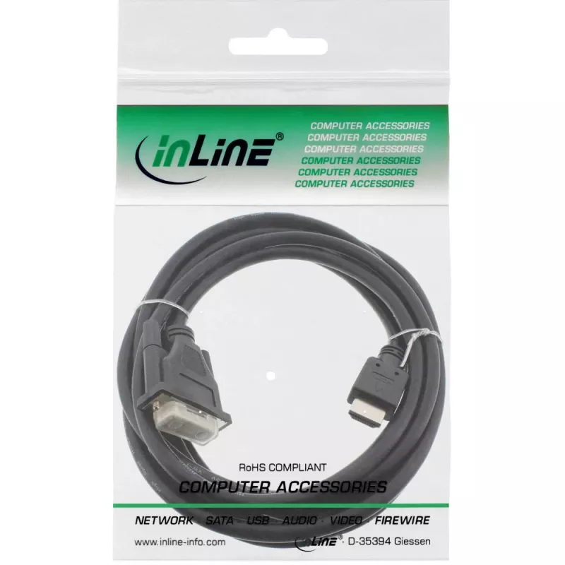 Kabel InLine HDMI-DVI HDMI męski / DVI męski 18+1 czarny 3m