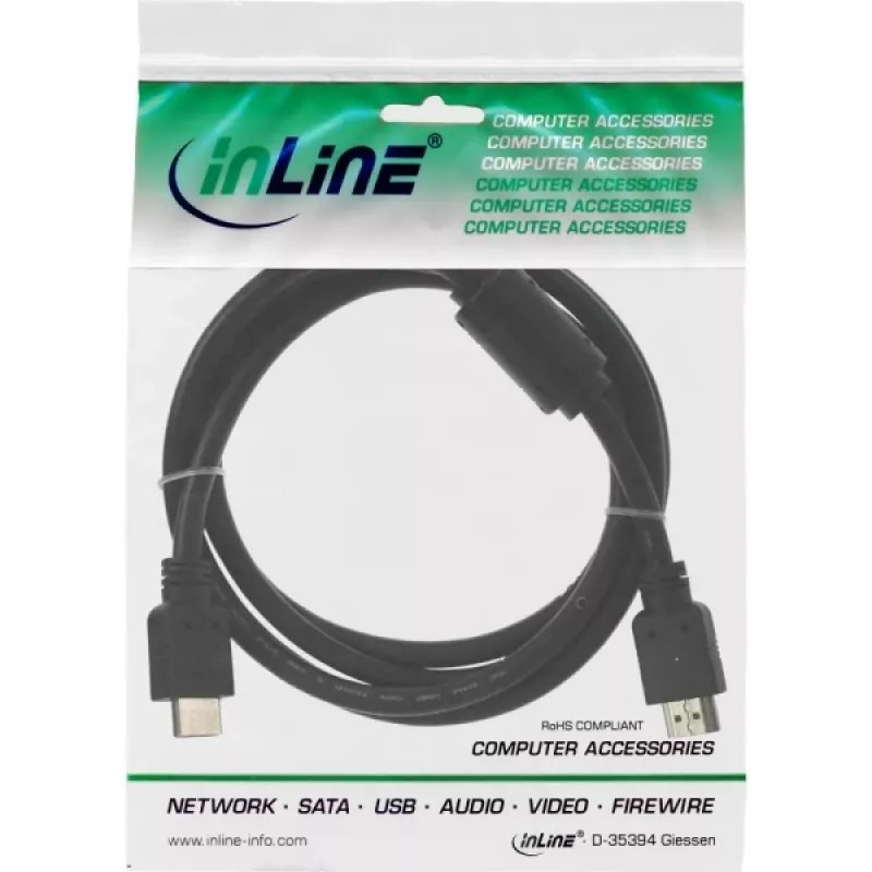 InLine Kabel HDMI High Speed męski + ferryt czarny 5m