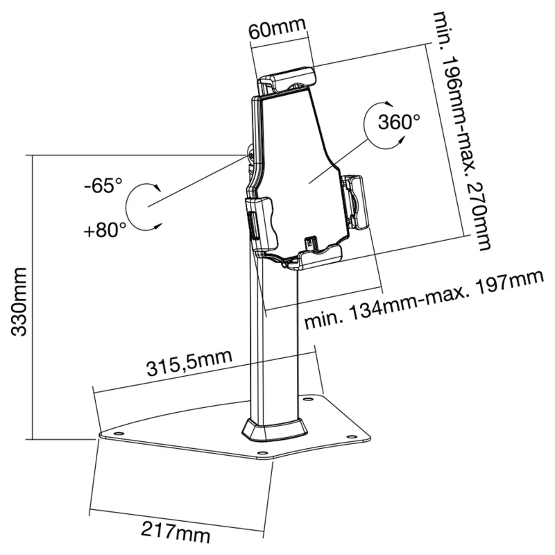 InLine Tablet Countertop Holder aluminiowy zamykany na klucz uniwersalne zastosowanie dla 7.9 cala-10.1 cala