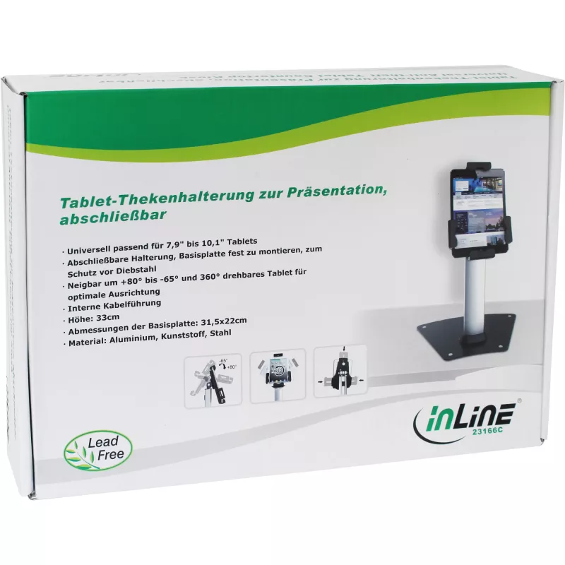 InLine Tablet Countertop Holder aluminiowy zamykany na klucz uniwersalne zastosowanie dla 7.9 cala-10.1 cala