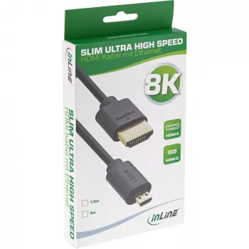 InLine cienki Ultra High Speed HDMI kabel AM/DM 8K4K pozłacany czarny 1.5m