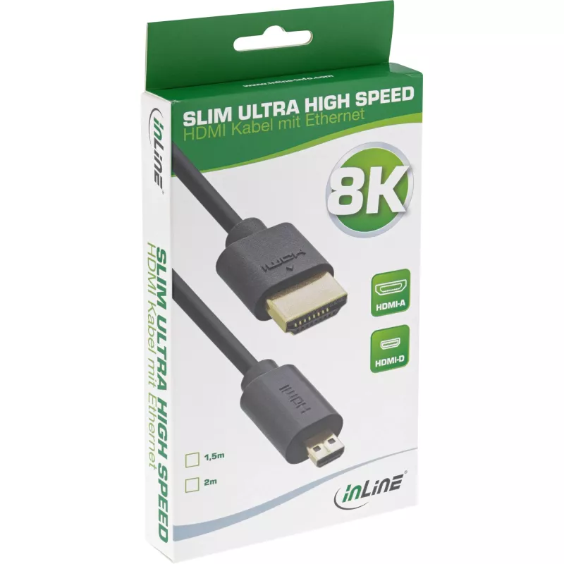 InLine cienki Ultra High Speed HDMI kabel AM/DM 8K4K pozłacany czarny 1.5m