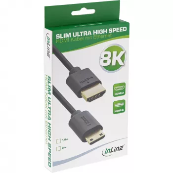 InLine cienki Ultra High Speed HDMI kabel AM/CM 8K4K pozłacany czarny 1.5m