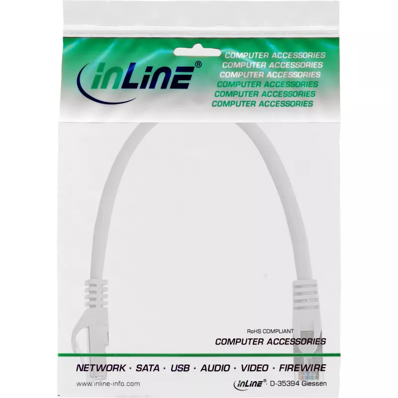 Kabel krosowy InLine SF/UTP Kat.5e biały 0,25 m