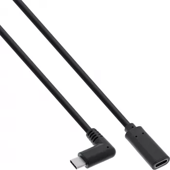Kabel USB 3.2 Gen.1x2 InLine 35782 USB-C męski kątowe / żeński czarny 2m