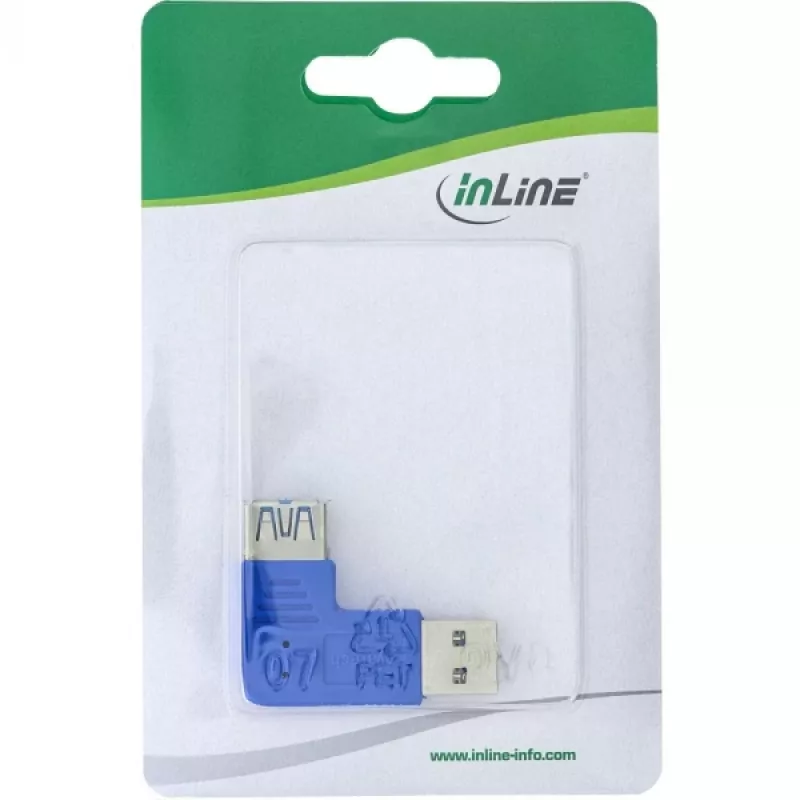 Adapter USB 3.0 typu A męski / żeński, kątowy lewy 90° InLine 35300M