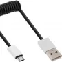 Kabel spiralny InLine Micro-USB 2.0, Typ A/Micro-B M/M, czarny/alu, elastyczny 3m