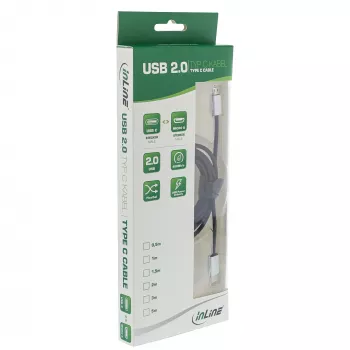 InLine Kabel USB 2.0, wtyk USB-C męski / wtyk Micro-B męski, czarny/alu, elastyczny, 1,5 m