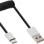 InLine USB 2.0 spiral kabel, USB-C male / USB-A male, Czarny/alu, flexible, 1m