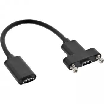 InLine USB 3.2 C żeński / żeński z kołnierzem, czarny, 0,20m