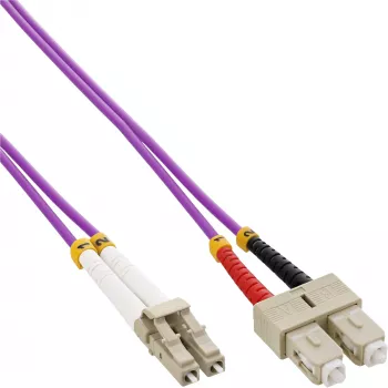 Światłowodowy kabel dupleksowy InLine LC/SC 50/125µm OM4 0,5m