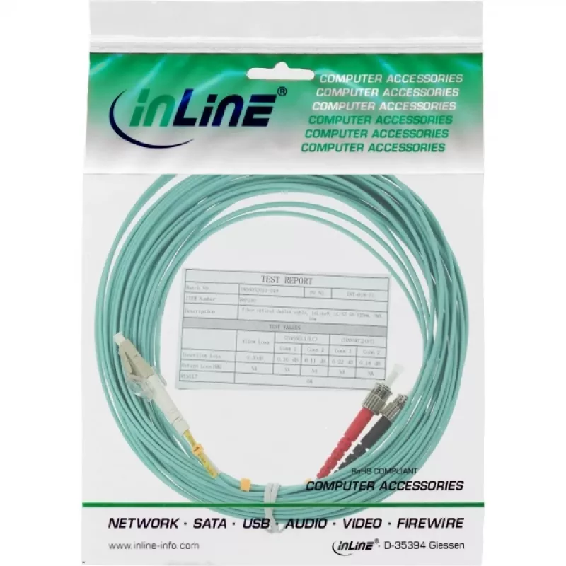 Kabel światłowodowy duplex InLine LC/ST 50/125µm OM3 15m