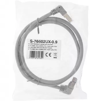 Kabel sieciowy InLine® S-76602U-0.9, złącze kątowe, kat. 6, 0,9 m, szary