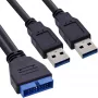 InLine USB 3.0 Premium adapter kablowy 2x USB A męski / złącze na płycie głównej, 0,40 m