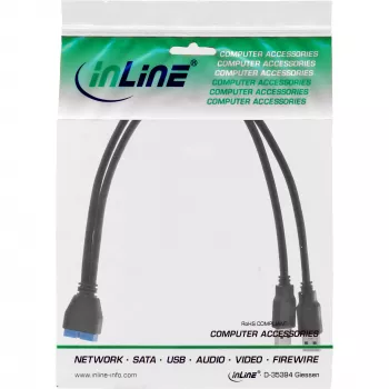 InLine USB 3.0 Premium adapter kablowy 2x USB A męski / złącze na płycie głównej, 0,40 m